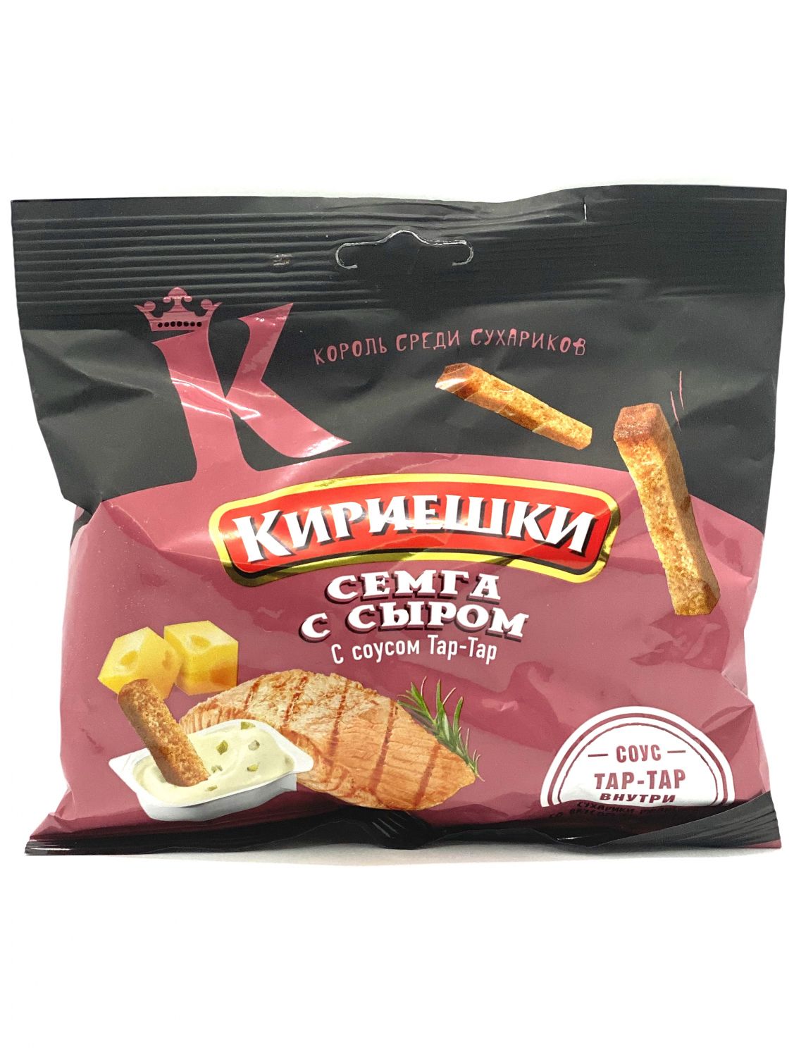 Кириешки с сыром фото Snacks & Chips :: DRIED BREAD WITH SALMON AND CHEESE FLAVOR "KIRIESHKI" 60g